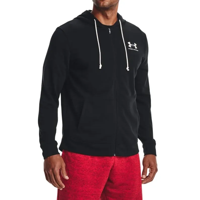 Under Armour Jaqueta 1370409-001 M RIVAL TERRY LC PretoBranco Algodao -5-